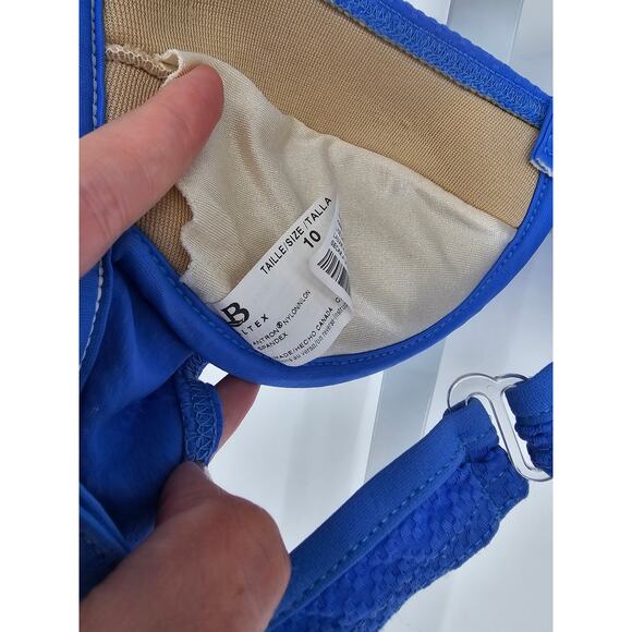 Vintage 1990s Baltex Womens Sz 10 Bikini Swimsuit Top Wired Blue - Picture 4 of 4